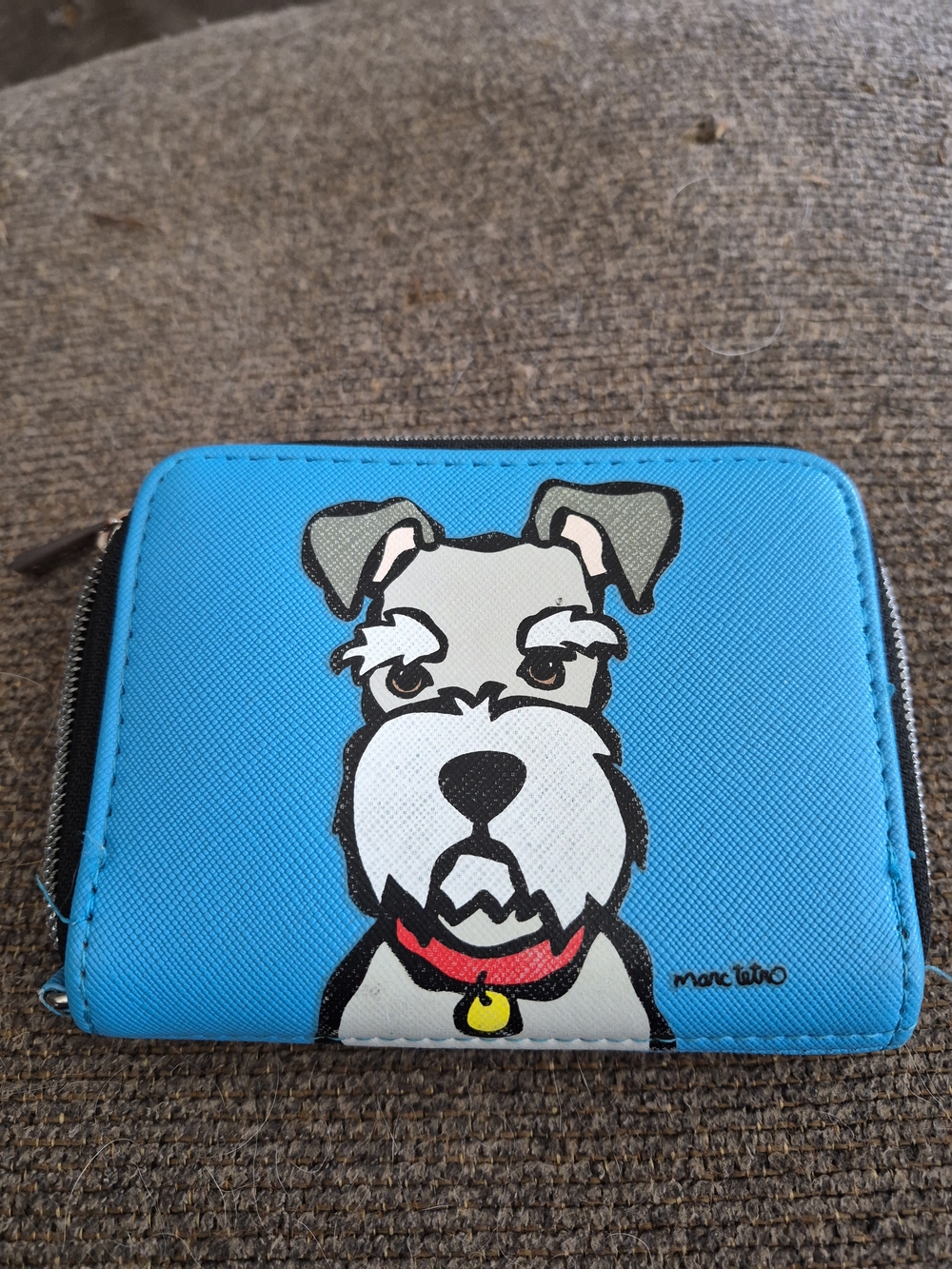 Marc Tetro Blue Schnauzer Zip Wallet